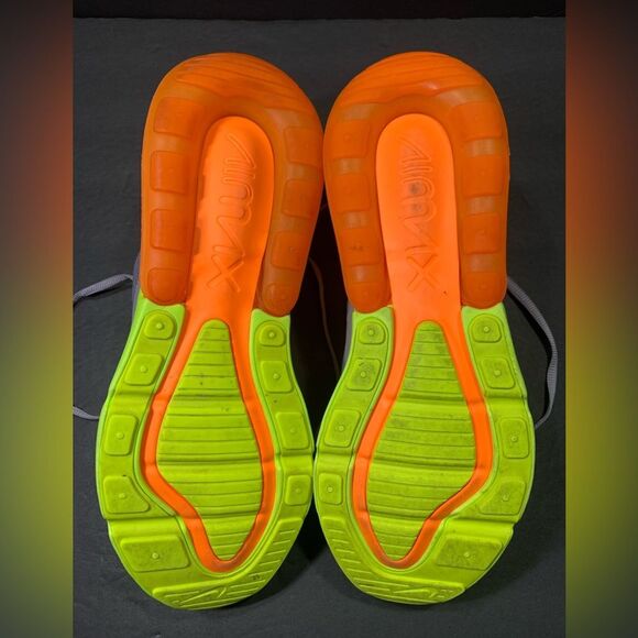 Nike Air Max 270 Men’s Gray Volt Orange Fluorescent Yellow Sneakers Size 9.5 - Picture 9 of 10